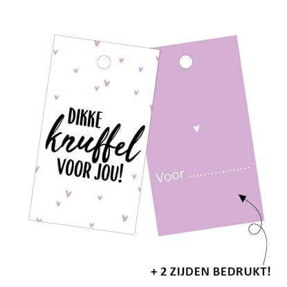 cadeaulabel met de tekst dikke knuffel voor jou