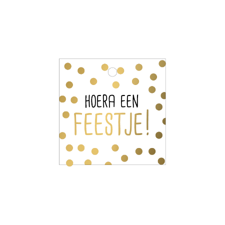 Cadeaulabel Hoera een feestje voor een verjaardag