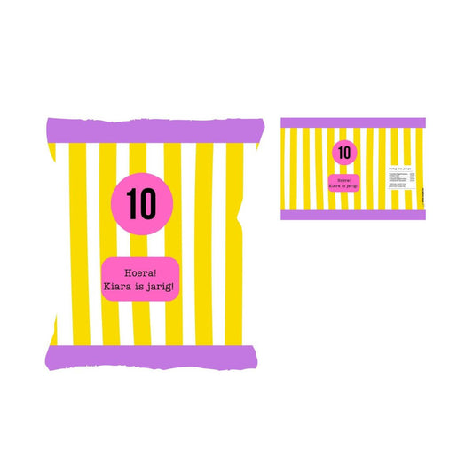 Printable chipszakje strepen geel