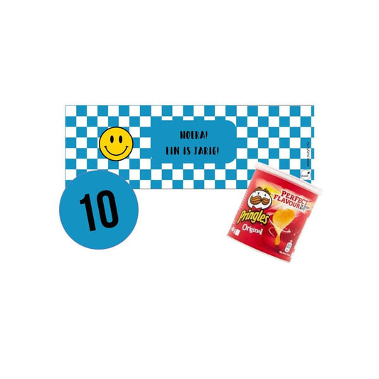 pringles traktatie smiley blauw