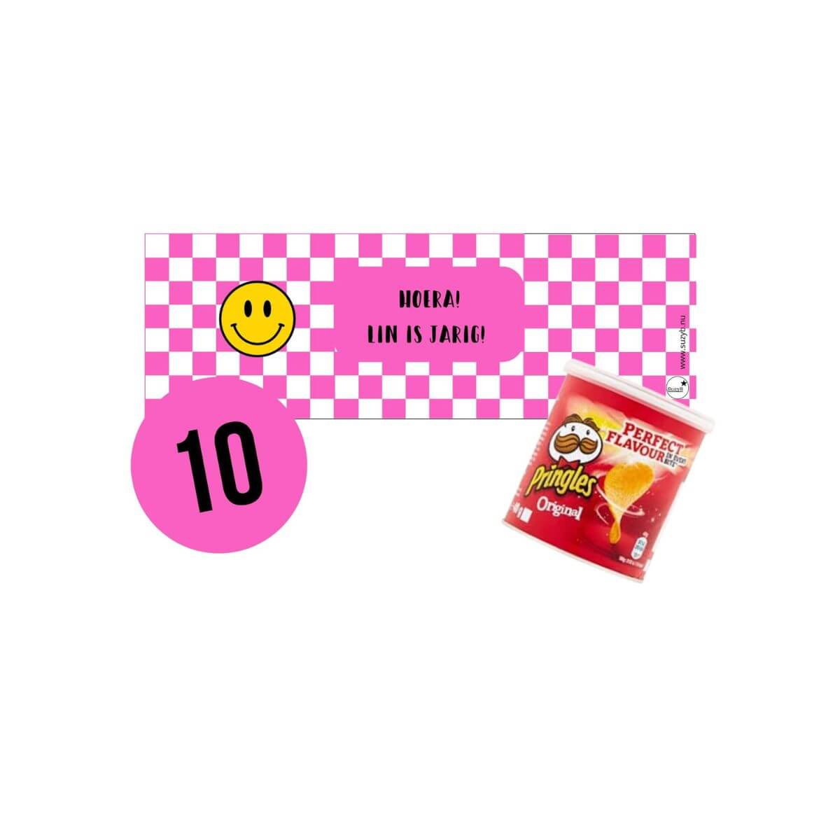 pringles traktatie smiley roze
