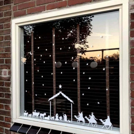 raamsticker kerst stal