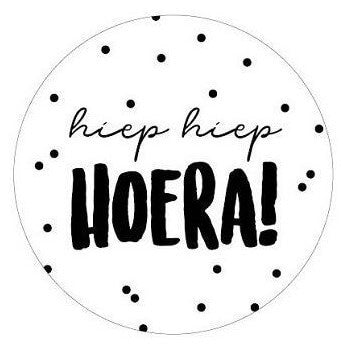 sluitsticker hiep hiep hoera
