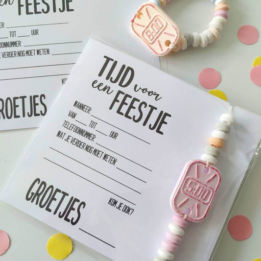 Printable uitnodiging snoephorloge