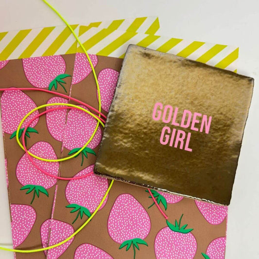 Cadeautje voor vriendin tegeltje met tekst golden girl