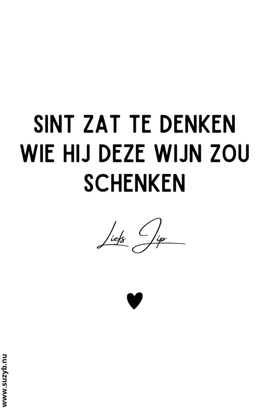 wijnlabel sint zat te denken